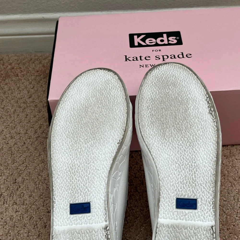 Kate Spade Keds White Women's Leather Sneakers Sz 7 - Picture 5 of 7